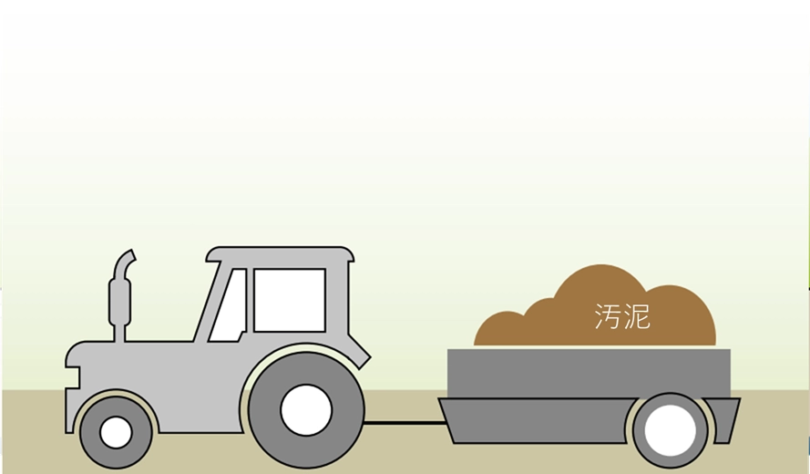 車両が汚泥を搬送している図